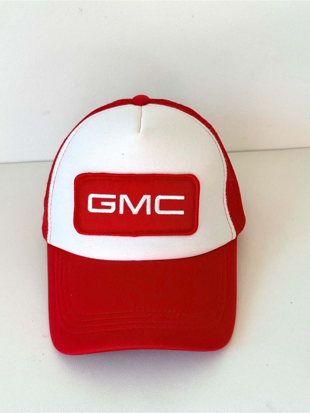 GMC Red & White Logo Mesh Trucker Hat Snapback Cap Adjustable Logo Baseball